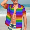 thumbnail image 7 of Pofeuu Colorful Glitter Rainbow Print Hawaiian Shirt for Men Sleeves Casual Button Down Summer Beach Dress Shirts T-Shirts,Small, 7 of 7