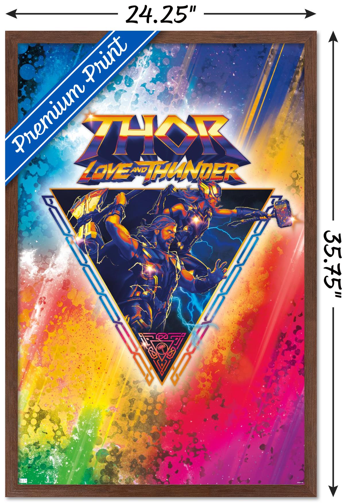 Marvel Thor: Love and Thunder - Rainbow Splatter Wall Poster, 22.375" x 34" Framed