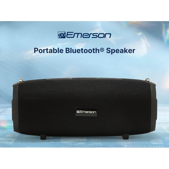 Emerson EAS-3000 Portable Bluetooth Speaker with Carrying Strap, Black