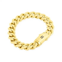 Nuragold 14k Real Yellow Gold Royal Monaco 13mm Miami Cuban Link Bracelet (7.5"-9") Italian Jewelry for Men