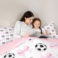 thumbnail image 6 of Feelyou Cartoon Football Print Bedding Comforter Set, Kawaii Pink Ribbon Twin Comforter Sets, Teens Kids Boys Girls Reversible Bedding Set, Breathable Home Decor, 2pcs, 6 of 9
