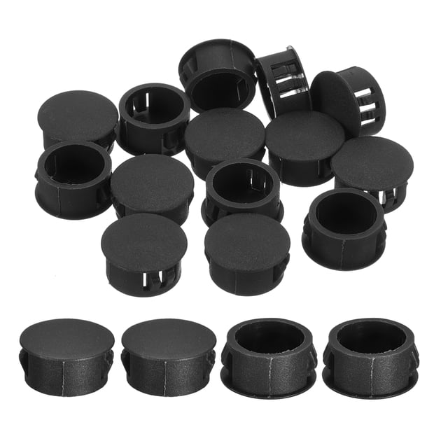 Uxcell 18pack 18mm(23/32")" Nylon Hole Plugs, Flush Type Panel Round Snap In Fastener Knockout Plugs, Black