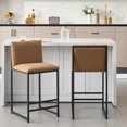 thumbnail image 3 of Hassch Linen Upholstered Counter Height Bar Stools Set of 2, Comfortable Armless Bar Chairs with Cushioned Seat and Sturdy Metal Legs for Home Bar & Kitchen (Coffee Color), 3 of 7