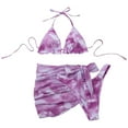 thumbnail image 3 of Fesfesfes 3 Piece Set Swimsuits for Women Tie-dye Halter Bikini Sarongs Cover Up Swimwear Swimsuit Beach, 3 of 6