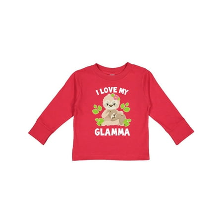 

Inktastic Cute Sloth I Love My Glamma with Green Leaves Gift Toddler Boy or Toddler Girl Long Sleeve T-Shirt