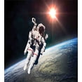 thumbnail image 3 of Galaxy Duvet Cover Set, Astronaut Man Floating over Earth with Powerful Sun Beams in Background Image Print, Decorative 3 Piece Bedding Set with 2 Pillow Shams, Queen Size, Orange Grey, by Ambesonne, 3 of 3