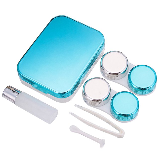 Contact Lens Case Kit Fashion Mirror Effect Portable Contact Lens Holder Case