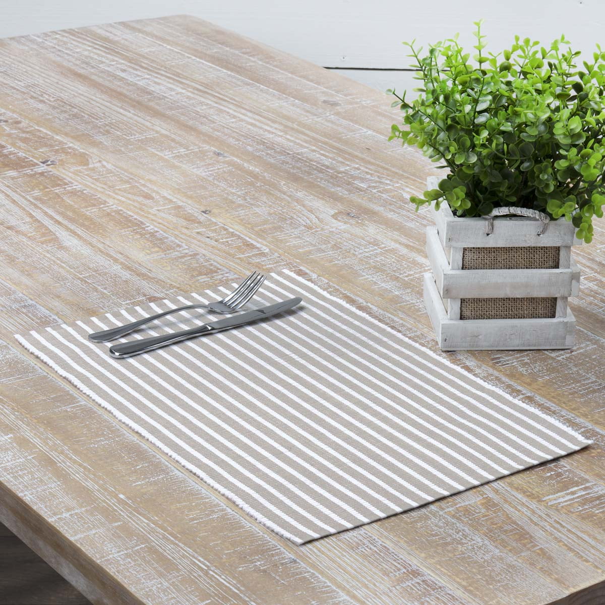 Ashton & Willow Taupe Grey Farmhouse Tabletop Kitchen Harmony Cotton