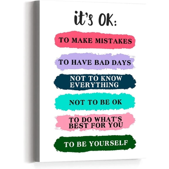 Positive Inspirational Quotes Wall Art Canvas,It''s OK Motivational Canvas Prints Framed Wall Art for Kids Room Nursery Dcor,Encouragement Gifts for Kids Teens