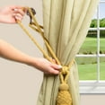 thumbnail image 3 of DECOPRO Large Beautiful Curtain & Drapery Tassel Tieback with Elegant Net Design, Tassel Length 9 1/2" (24cm), Spread 30" (76cm) # TBV095L, Mustard Gold #VNT4 (Dark Beige Gold) Sold Individually, 3 of 5