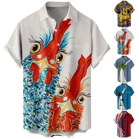 

Family Matching Casual Button Down Tees Front-Pocket Funky Clothes Plus Size Men