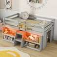 thumbnail image 1 of Gymax Twin Size Loft Bed w/ LED Lights Staircase & Safety Guardrail Under-bed Storage Grey, 1 of 9