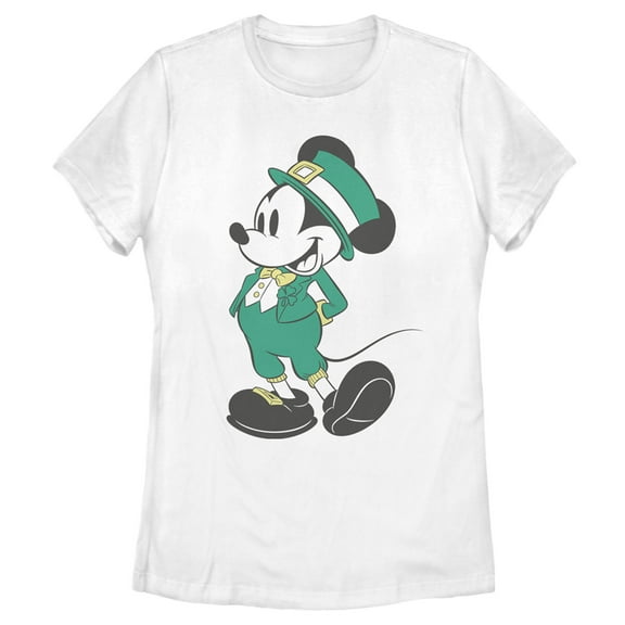 Women's Mickey & Friends Mousey Leprechaun Graphic Tee White Large