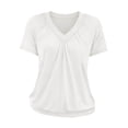 thumbnail image 7 of jobturf Blouses for Women Dressy Casual Pleated Front V&nbsp;Neck T Shirts Breathable Short Sleeve Summer Tops Vacation Work Basic Tees S-XXL, 7 of 7
