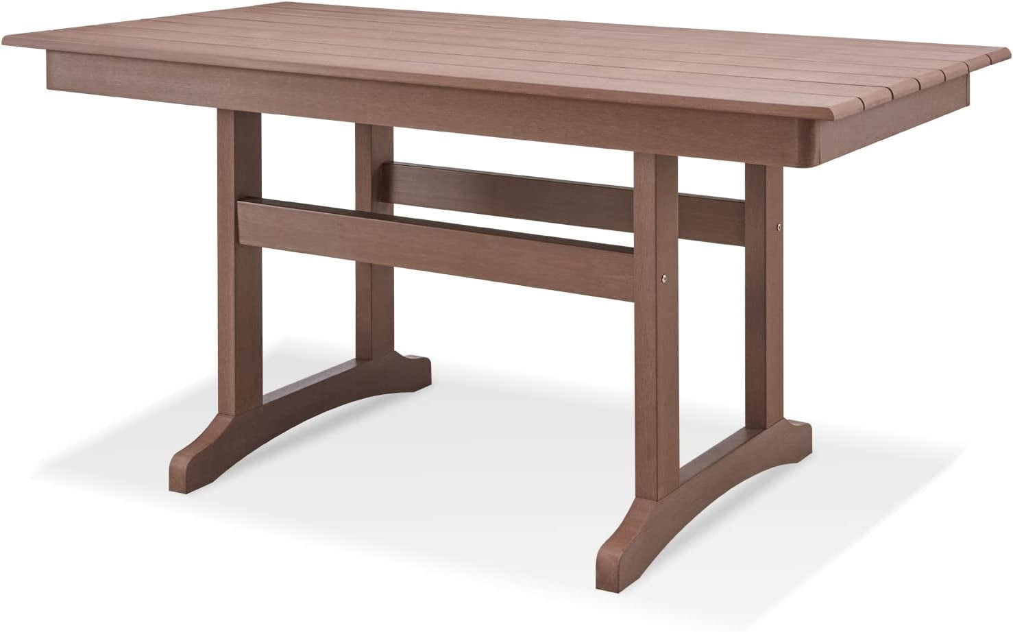 EFURDEN Outdoor Dining Table, 6Person Poly Lumber Patio Table, Weather