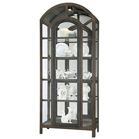 Howard Miller Reeko II Curio Cabinet 680-697 – Aged Auburn Finish  Vertical Home Decor  Four Adjustable Glass Shelves  Five Level Display Case  No Reach Light