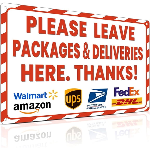 Package Delivery Sign for Outdoor Use - Please Leave Packages & Deliveries Here Thanks - 8x12 Inch Delivery Signs for Package