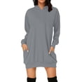 thumbnail image 1 of Robe Décontractée à Manches Longues et Capuche pour Femmes Couleur Unie, 1 of 4