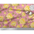 thumbnail image 3 of Soimoi Tissu en Coton Canard Feuilles & Roses Imprimés Floraux au Mètre 56 Pouces de Large, 3 of 3