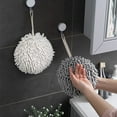 thumbnail image 4 of Hand Towel Ball Hanging Hand Towel for Kitchen and Bathroom Super Absorbent Chenille Microfiber Quick Dry Soft Thickened Decorative Round Towel with Hanging Loop Gray Gray, 4 of 8