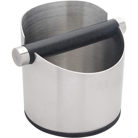 Elmory Stainless Steel Espresso Knock Box with Removable Bar, 4.5" Coffee Knock Box, Non-Slip Rubber Base Knockbox for Home Barista, Dishwasher Safe (Silver)
