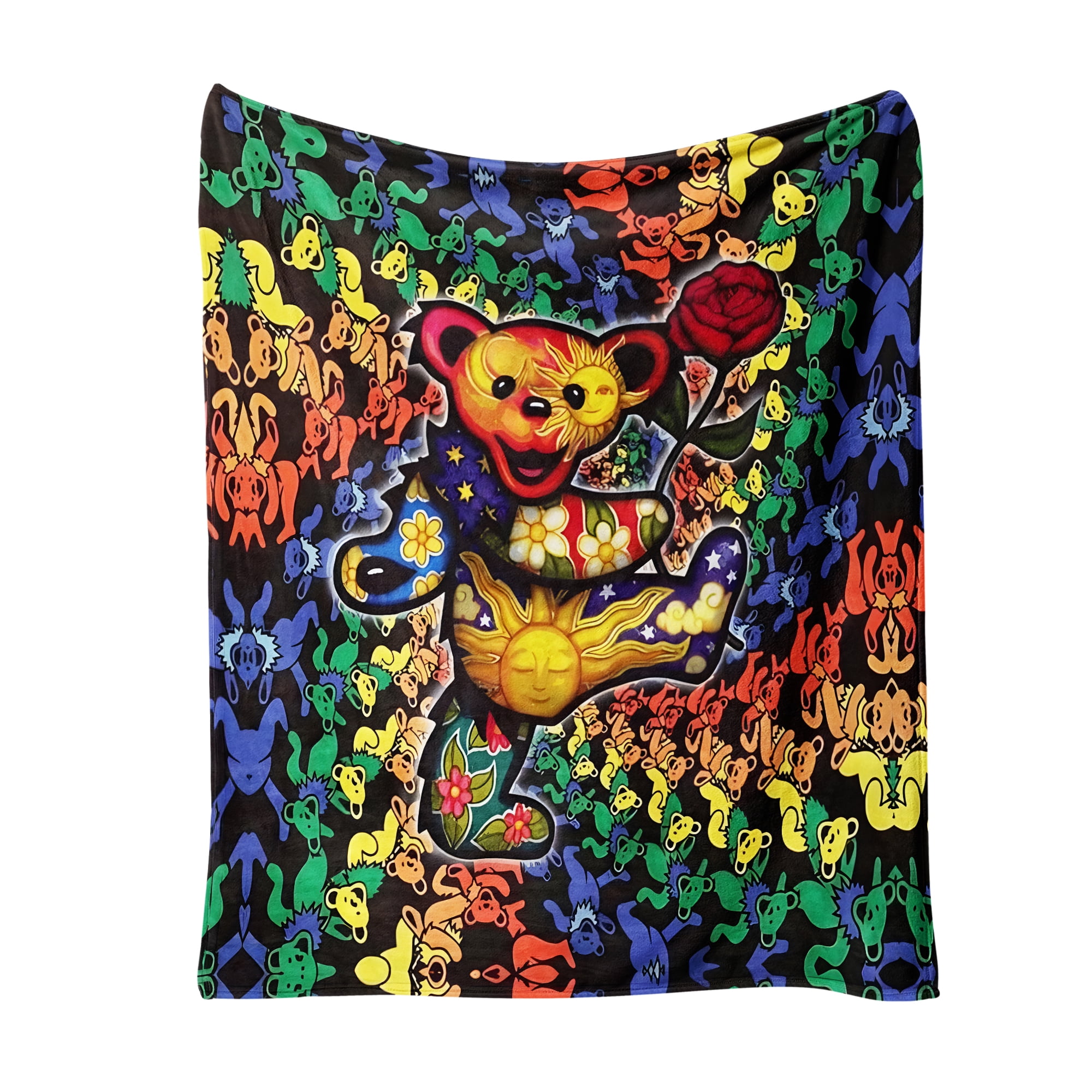 Flannel Fleece Throw Blanket Bed Blanket, Lightweight Cozy Plush Blanket for Sofa Couch, Colorful Bear 40"X50"