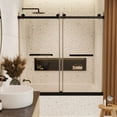 thumbnail image 2 of Fine Fixtures 60" Frameless Adjustable Double Sliding Tub Door – Clear Tempered Glass with Smooth Glide Rollers, Black Hardware, 2 of 10