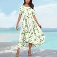 thumbnail image 4 of LOVZFMLL Summer Dresses for Women Short Sleeve A-Line Maxi Dresses Casual Floral Boho T-Shirt Dresses Flowy Beach Sundresses with Pockets White A S, 4 of 5