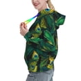 thumbnail image 2 of Daiia Peacock Feathers2 Pattern Women's Fashion Hoodies & Sweatshirts with Kangaroo Pocket Hooded Sweatshirt with Eye-catching Drawstrings-Small, 2 of 7