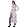 thumbnail image 2 of Moomaya Short Sleeve Kurta Printed Women Front Slit Kurti Summer Clothing, 2 of 5