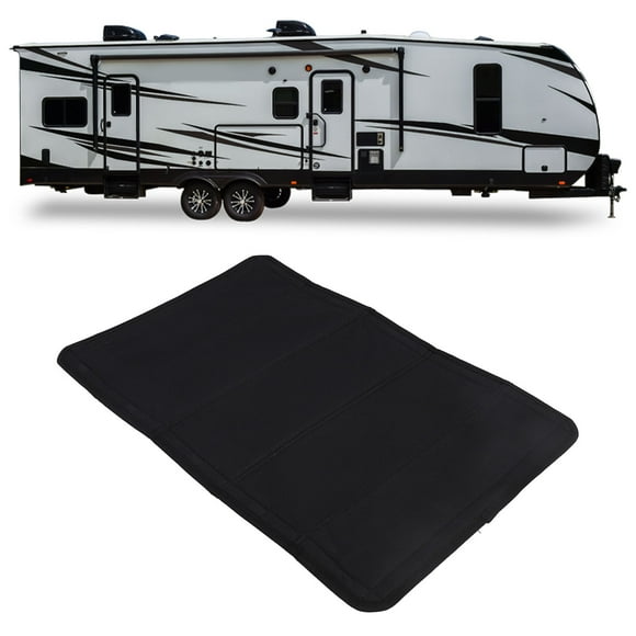RV Door Window Shade Cover, 64x41cm RV Door Window Sunshade Black Privacy Foldable Blackout Window Cover for RV Window