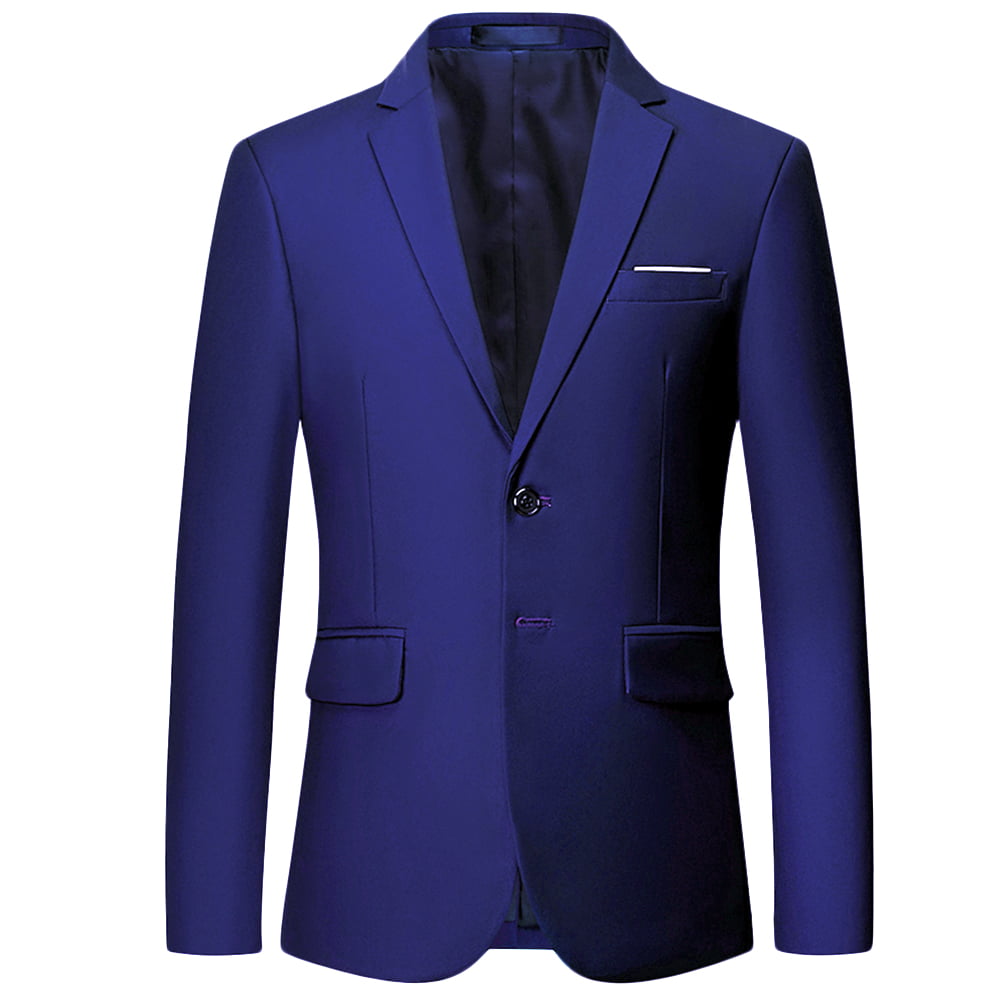Mens Slim Fit Blazer Jacket Two-Button Notched Lapel Casual Suit Jacket 