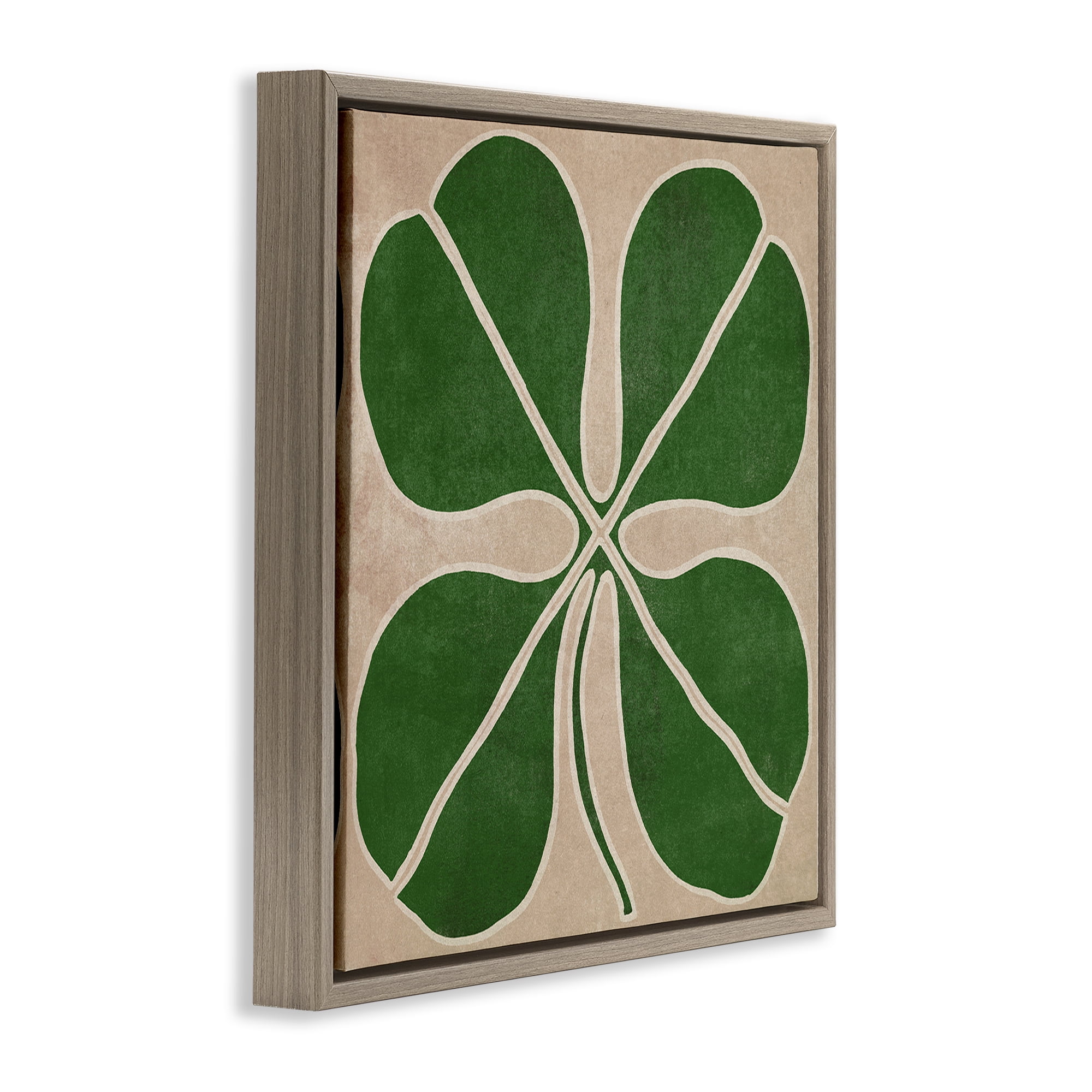 Four Leaf Symmetry Brown Framed Floater Canvas Wall Art, design by June Erica Vess