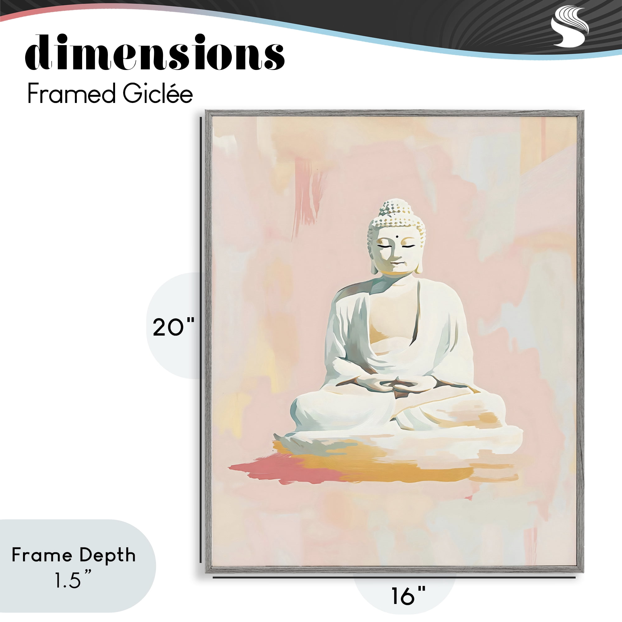 Stupell Industries Pastel Buddha In Quiet Meditation Gray Framed Giclee Art, design by The Prints Vibe