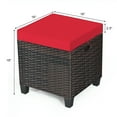 thumbnail image 2 of Patiojoy 2 Piece Outdoor Patio Rattan Ottoman Cushioned Wicker Stools Red, 2 of 7