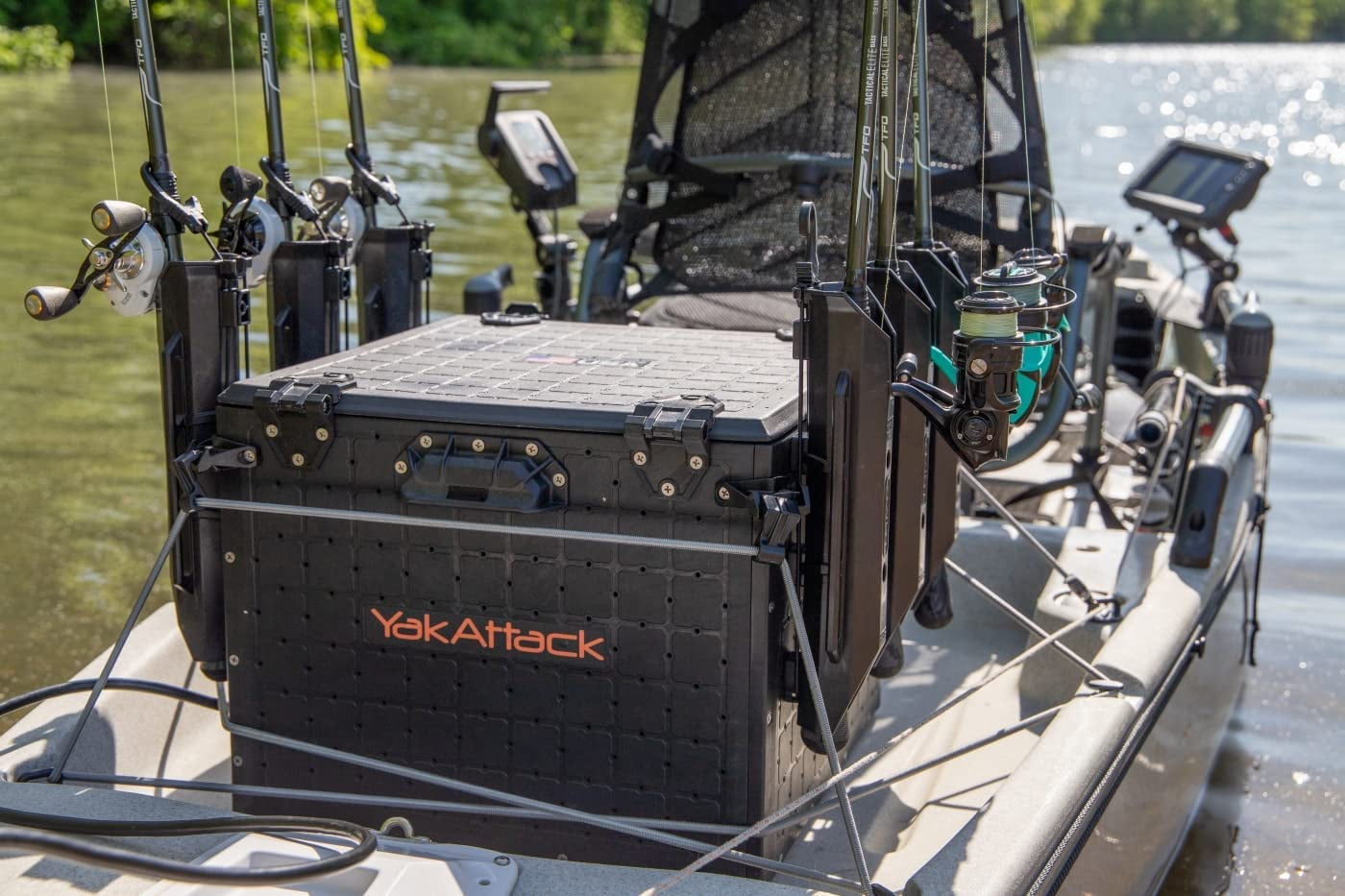 YakAttack BlackPro Kayak Crate 16"x16" Black Lid & 6 Hooks - BLP-PRO-16X16