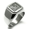 thumbnail image 1 of Stainless Steel Letter M Initial Floral Box Monogram Engraved Engraved Square Flat Top Biker Style Polished Signet Ring, 1 of 1