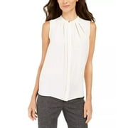 Anne Klein Women's Pleated Sleeveless Blouse White Size 16