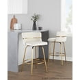 thumbnail image 3 of Cinch 26" Glam/Art Deco Fixed-Height Counter Stool with Swivel in Gold Metal and Cream Velvet with Round Footrest by LumiSource - Set of 2, 3 of 4