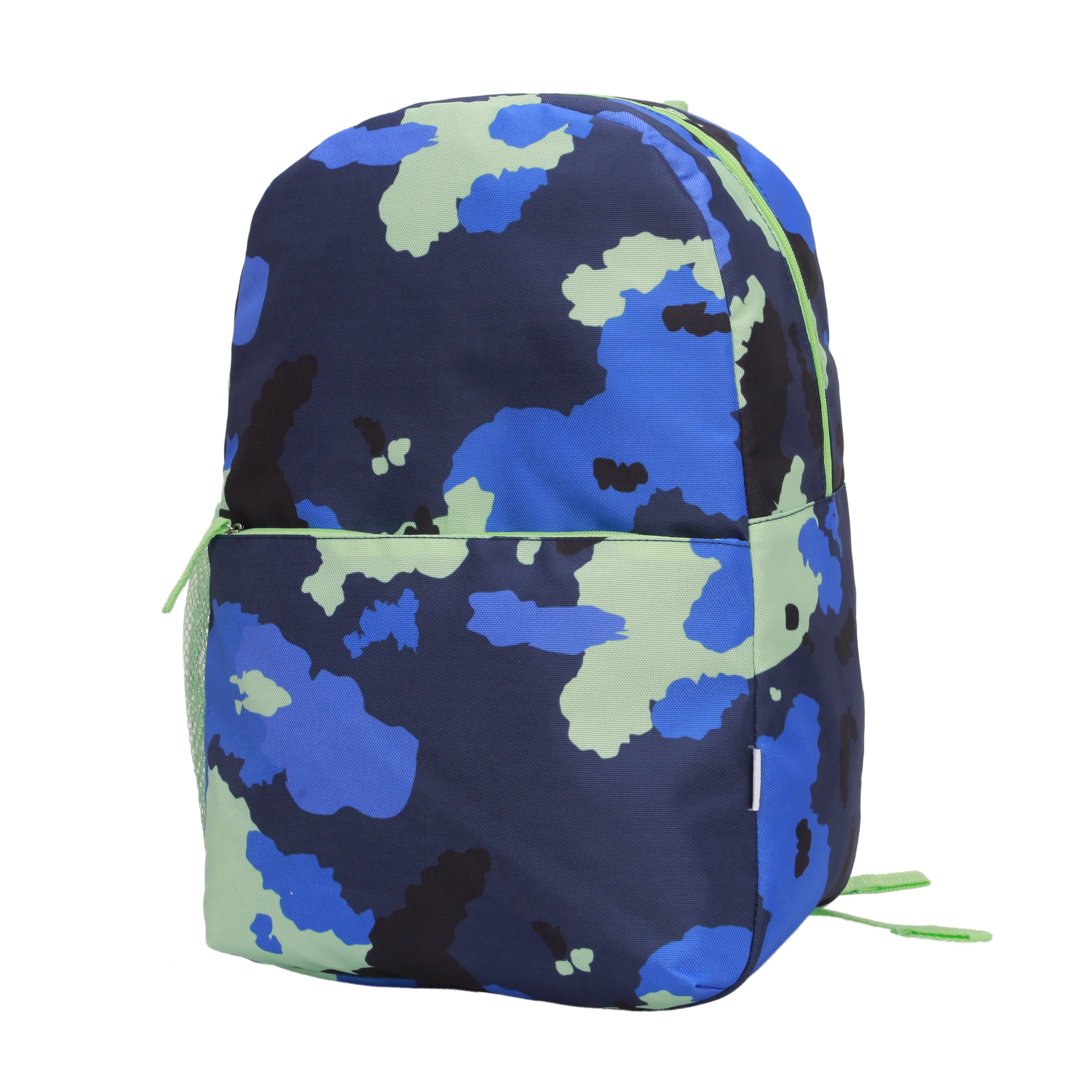 CRCKT 4-Piece Softside Kids Luggage Set, Includes 18" Carry-on Luggage, 12" Backpack, Plush Critter That Turns Into a Neck Roll Pillow, and a Matching Luggage Tag, Blue Camo, (Walmart.Com Exclusive)