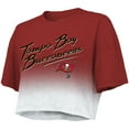 thumbnail image 2 of Women's Majestic Threads Tom Brady Red/White Tampa Bay Buccaneers Drip-Dye Player Name & Number Tri-Blend Crop T-Shirt, 2 of 3