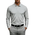 thumbnail image 2 of Polo Shirts for Men Long Sleeve Button Closure Solid Color Golf Shirts Office Leisure Tops, 2 of 8