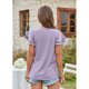 thumbnail image 5 of Camiseta de mujer con mangas cortas con volantes, doble capa, cuello en V, agujeros calados, Top informal de verano, 5 of 7