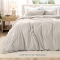 thumbnail image 4 of Bare Home Washed Duvet Cover Set - Ultra-Soft - Premium 1800 Collection - 3 Piece - Full, Fog, 4 of 8