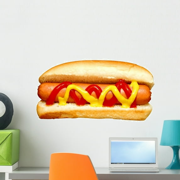 Hot Dog with Ketchup Wall Decal by Wallmonkeys Peel and Stick Graphic (24 in W x 16 in H) WM212130