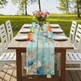 thumbnail image 4 of Table Runners 72 Inches Long Dress Scarves, Teal Beach Coastal Farmhouse Kitchen/Dining Table Runner, Coffee Tablerunners, Summer Nautical Coral Shell Botanical Vintage 16x72 Inch, 4 of 9