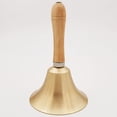 thumbnail image 1 of Campana de Mano de Latón Campana de Cena Campana de Servicio Campana Fuerte Mango de Madera Campana de Llamada Manual Portátil para Servicio Bodas Bar 110 mm x 246 mm, 1 of 10