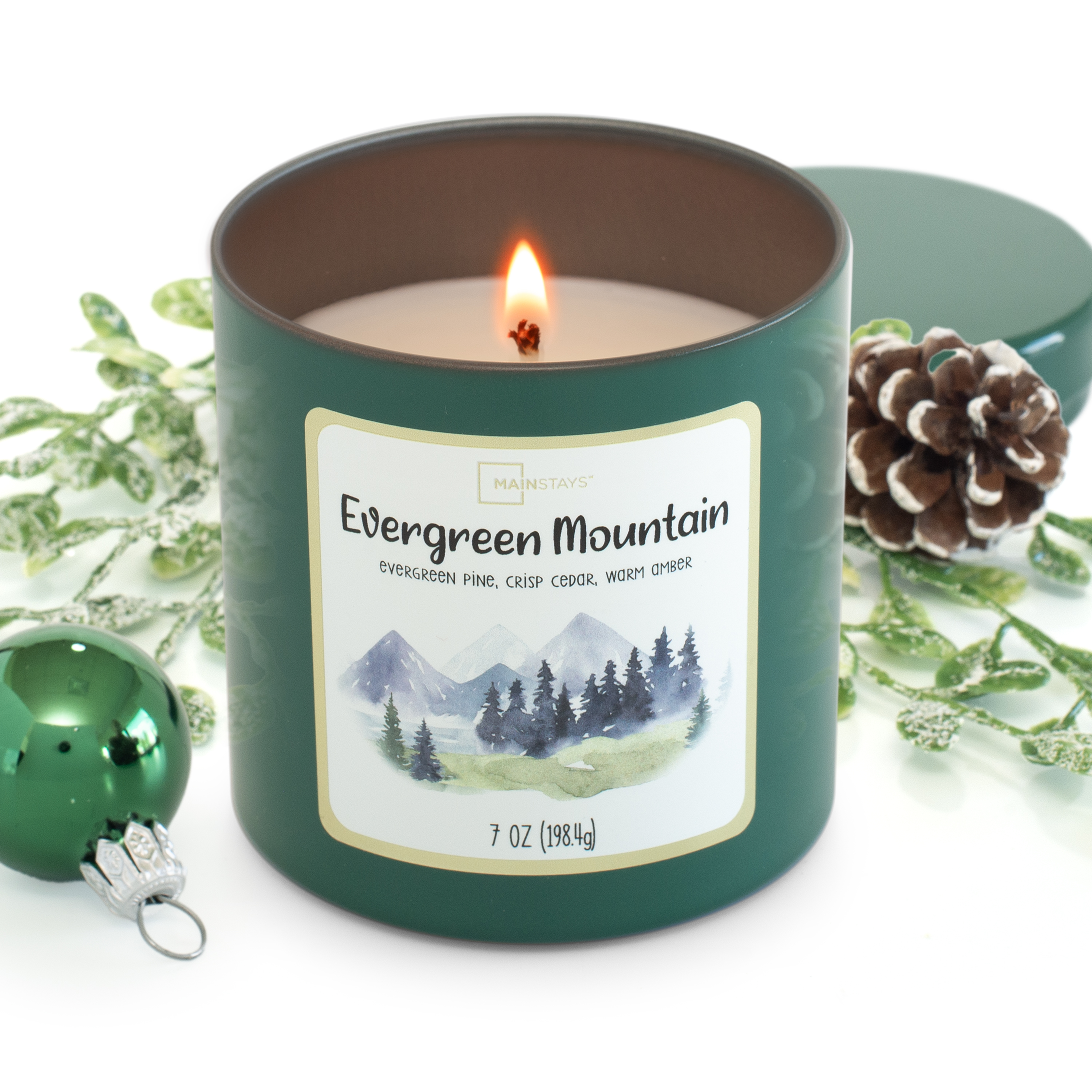 Mainstays Evergreen Mountain Scented Single Wick Candle, 7 oz
