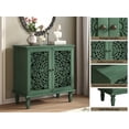 thumbnail image 4 of Vintage Accent Cabinet with Floral Carved Doors, 2 Door Sideboard Storage Cabinet with Adjustable Shelf, Antique Green, 4 of 7