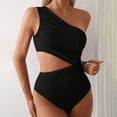 thumbnail image 5 of MIXUE Swim Suits for Women Solid Color One Shoulder Ruched Monokini Swimwears Bathing Suits,Black,XL, 5 of 7